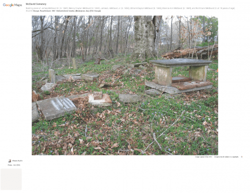 The McDavid Cemetery in Hazel Green, Alabama